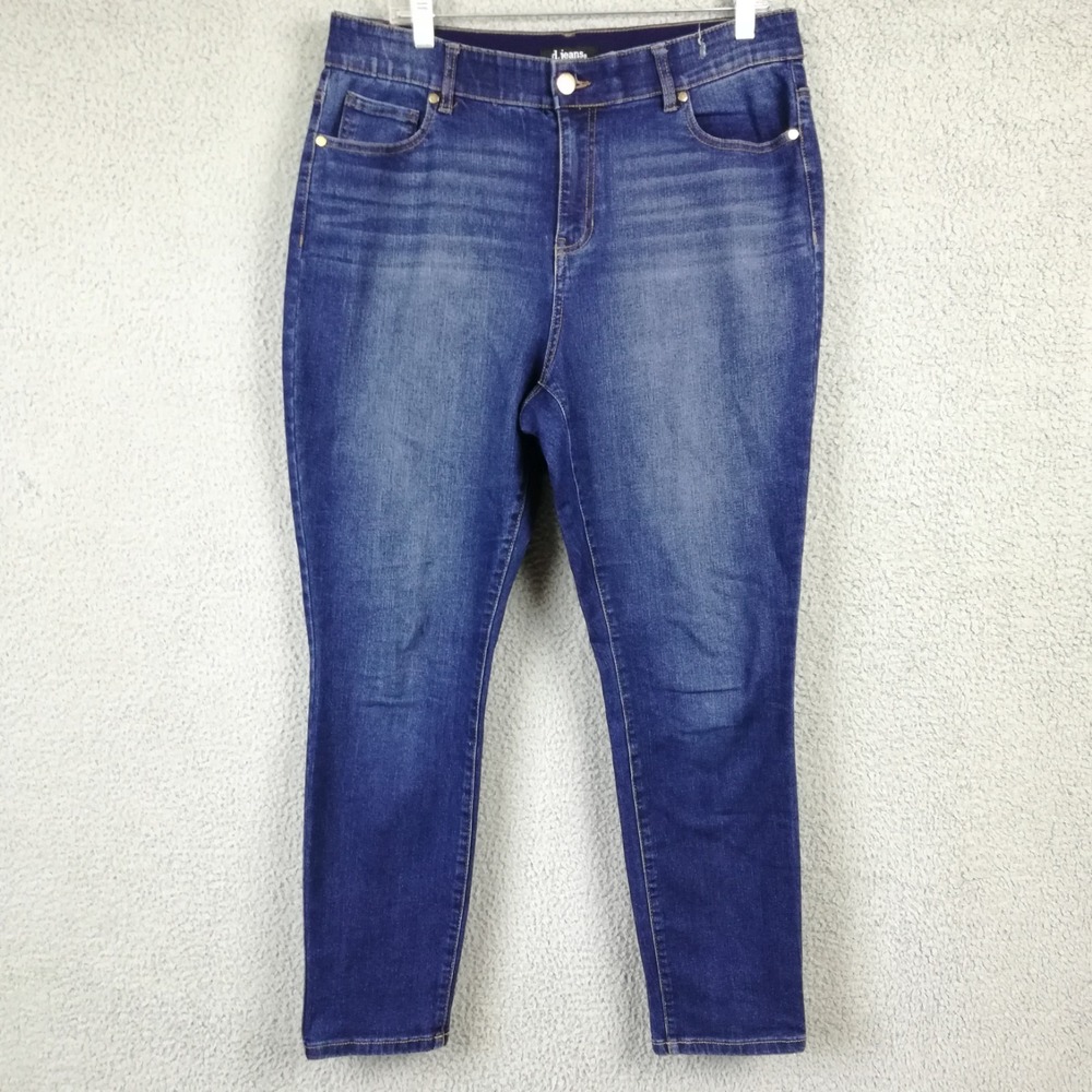 D. Jeans Womens Skinny Blue Denim High Rise Dark Wash Flex Waist Plus 16W